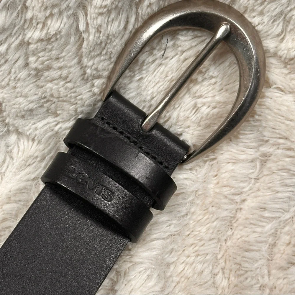 Levis Mens Black Genuine Leather Belt Sz Medium